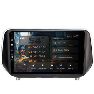 Navigatie HUB64 Hyundai Santa Fe (2018-Prezent), 4GB RAM, Android, Quadcore, DSP, GPS, Wi-FI, Carplay, Android Auto, USB, Bluetooth, Waze, Touchscreen, 9 inch