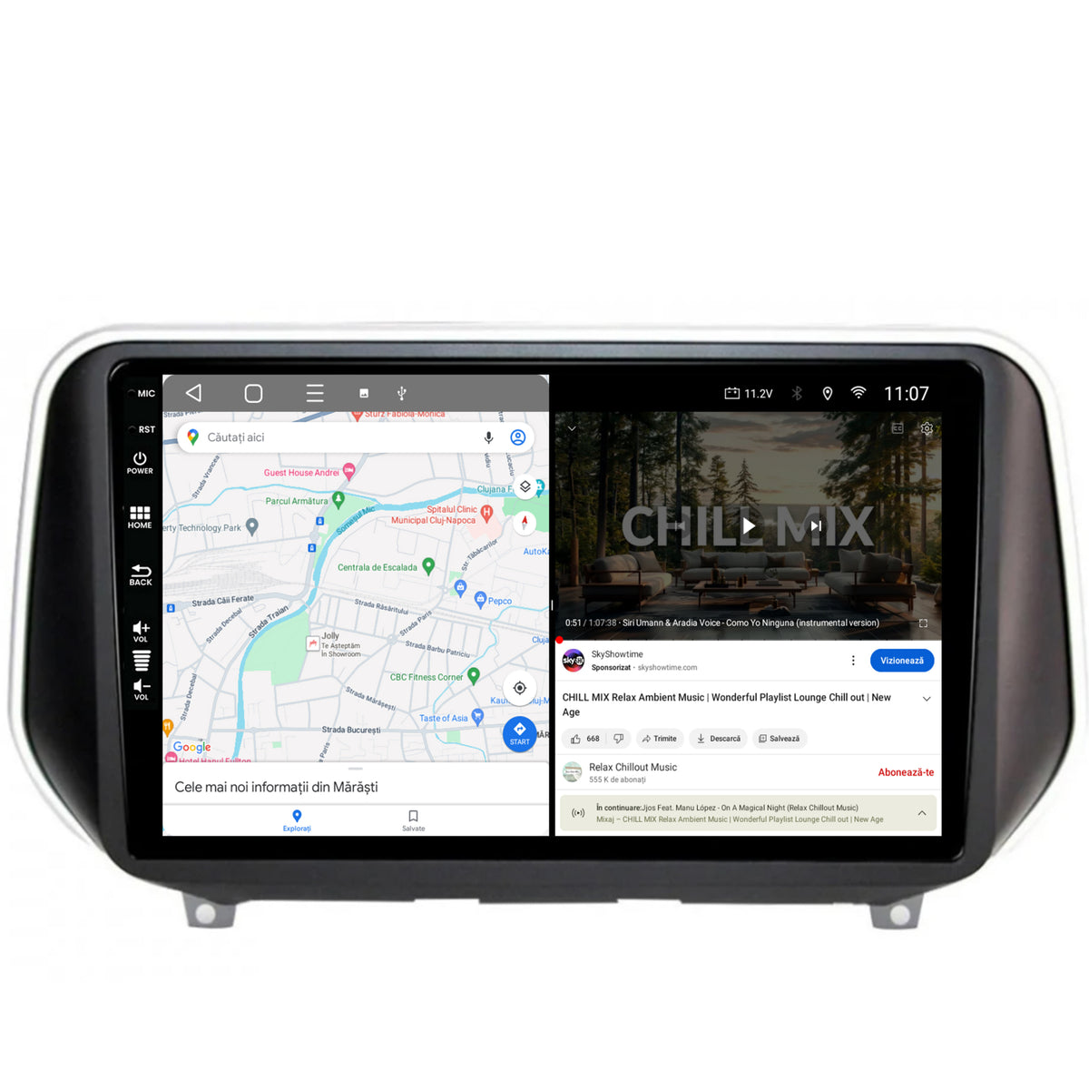 Navigatie HUB64 Hyundai Santa Fe (2018-Prezent), 8GB RAM, Android, Octacore, Slot Sim 4G, DSP, GPS, Wi-FI, Carplay, Android Auto, USB, Bluetooth, Waze, Touchscreen, 9 Inch