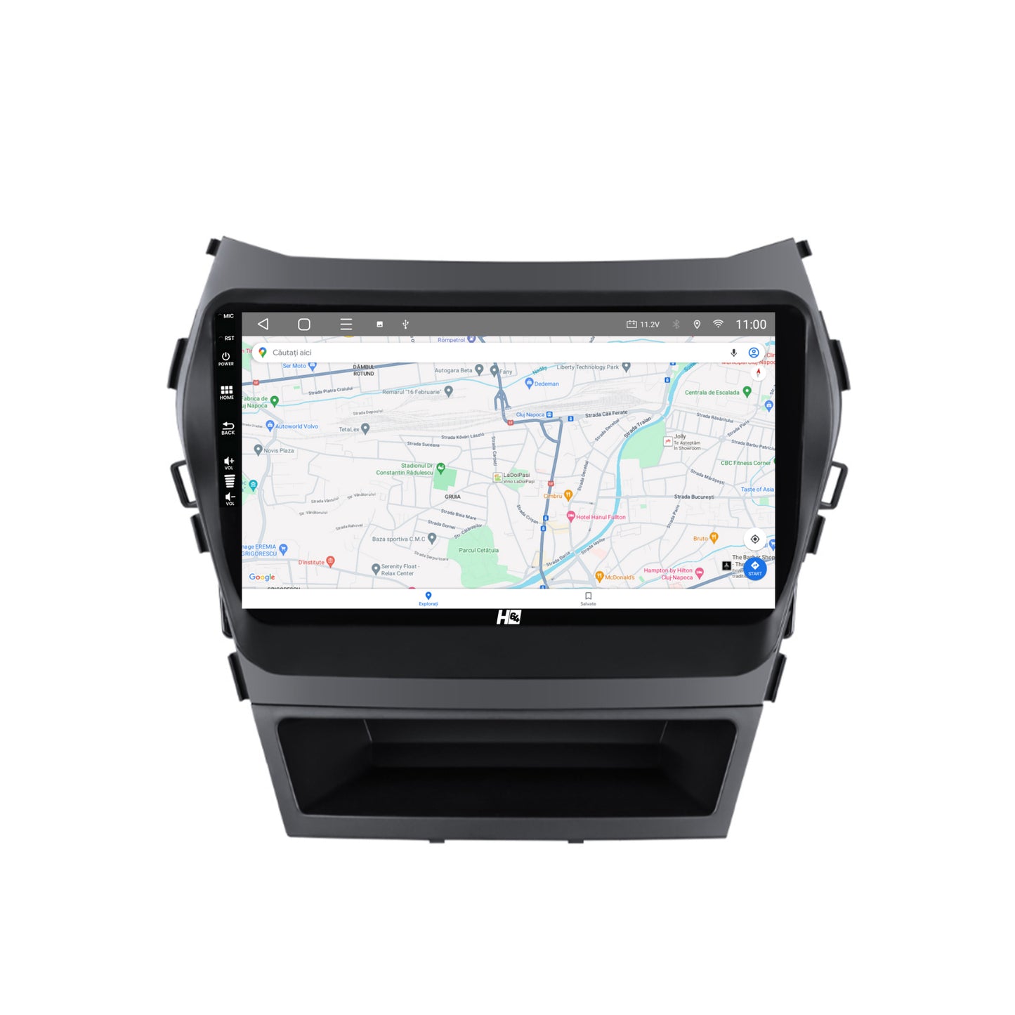 Navigatie HUB64 Hyundai Santa Fe IX45 (2013-2017), 6GB RAM, Android, Octacore, Slot Sim 4G, DSP, GPS, Wi-FI, Carplay, Android Auto, USB, Bluetooth, Waze, Touchscreen, 9 Inch