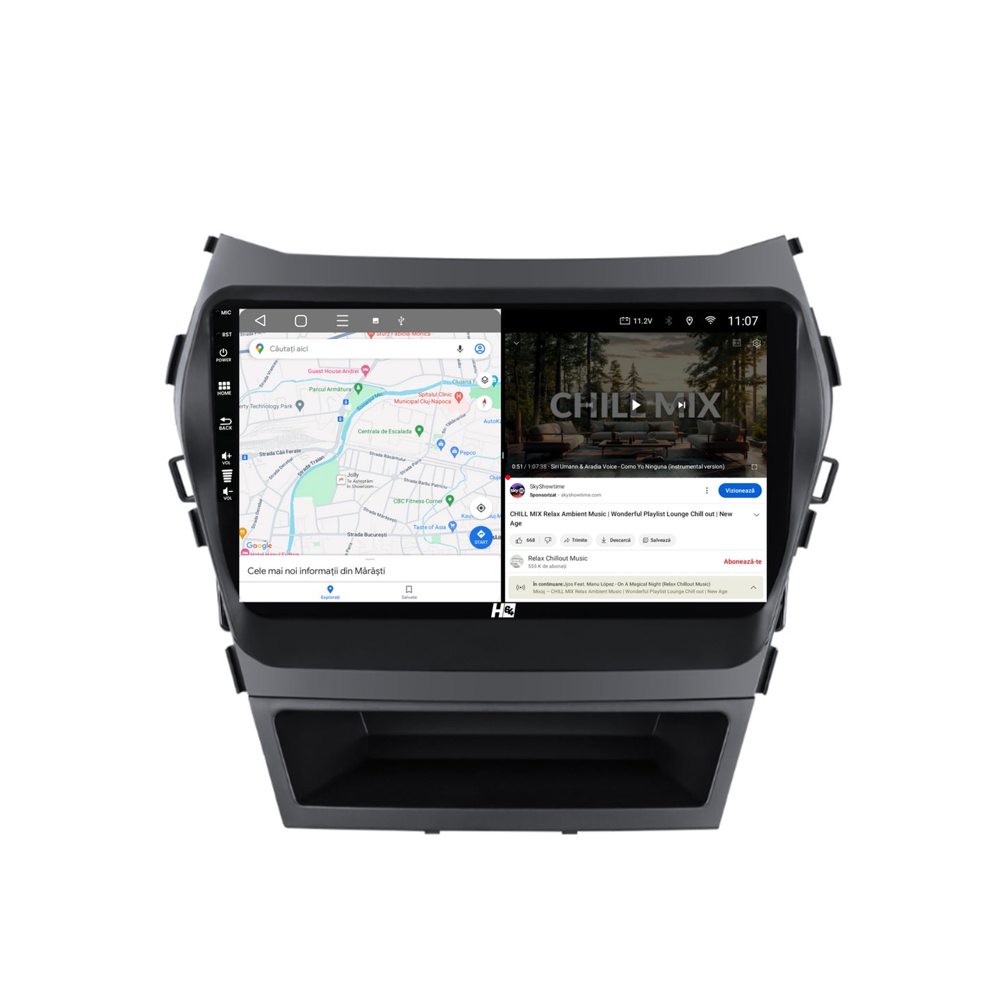 Navigatie HUB64 Hyundai Santa Fe IX45 (2013-2017), 8GB RAM, Android, Octacore, Slot Sim 4G, DSP, GPS, Wi-FI, Carplay, Android Auto, USB, Bluetooth, Waze, Touchscreen, 9 Inch