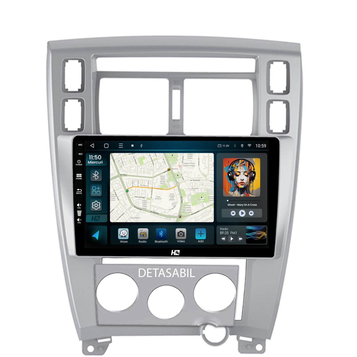 Navigatie HUB64 Hyundai Tucson (2004-2009), 6GB RAM, Android, Octacore, Slot Sim 4G, DSP, GPS, Wi-FI, Carplay, Android Auto, USB, Bluetooth, Waze, Touchscreen, 10.1 Inch