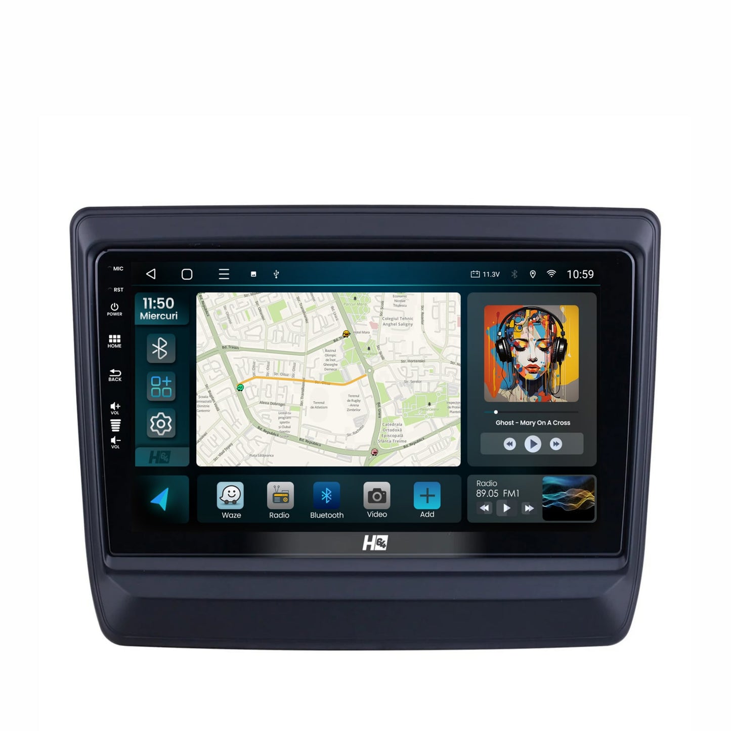 Navigatie HUB64 Isuzu D-MAX (2020+), 2GB RAM, Android, GPS, Wi-FI, Carplay, Android Auto, USB, Bluetooth, Radio, Waze, Touchscreen, 9 inch