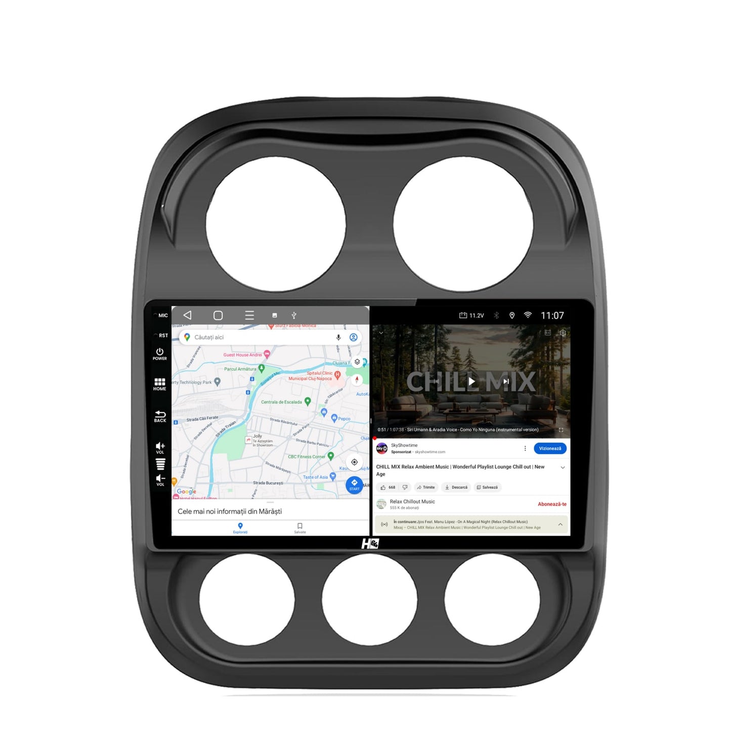Navigatie HUB64 Jeep Compass (2009-2016), 2GB RAM, Android, GPS, Wi-FI, Carplay, Android Auto, USB, Bluetooth, Radio, Waze, Touchscreen, 10.1 inch