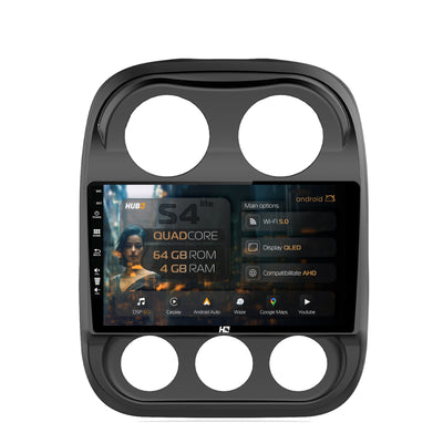 Navigatie HUB64 Jeep Compass (2016+), 4GB RAM, Android, Quadcore, DSP, GPS, Wi-FI, Carplay, Android Auto, USB, Bluetooth, Waze, Touchscreen, 10.1 Inch
