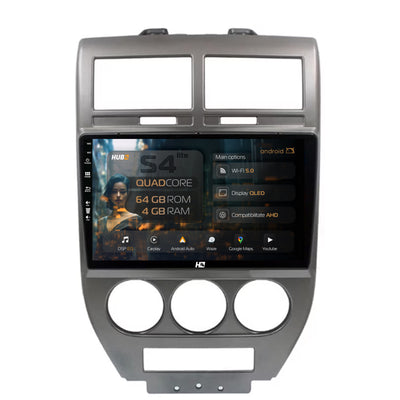 Navigatie HUB64 Jeep Compass/Patriot (2006-2010), 4GB RAM, Android, Quadcore, DSP, GPS, Wi-FI, Carplay, Android Auto, USB, Bluetooth, Waze, Touchscreen, 9 inch