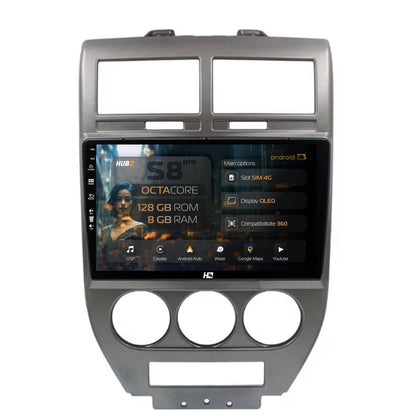 Navigatie HUB64 Jeep Compass/Patriot (2006-2010), 8GB RAM, Android, Octacore, Slot Sim 4G, DSP, GPS, Wi-FI, Carplay, Android Auto, USB, Bluetooth, Waze, Touchscreen, 10.1 Inch