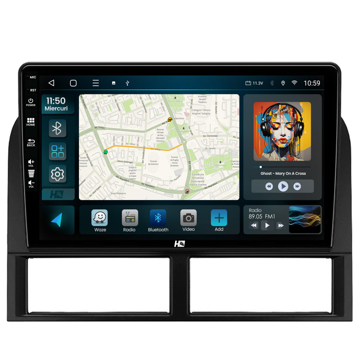 Navigatie HUB64 Jeep Grand Cherokee (1998-2004), 4GB RAM, Android, Quadcore, DSP, GPS, Wi-FI, Carplay, Android Auto, USB, Bluetooth, Waze, Touchscreen, 9 inch