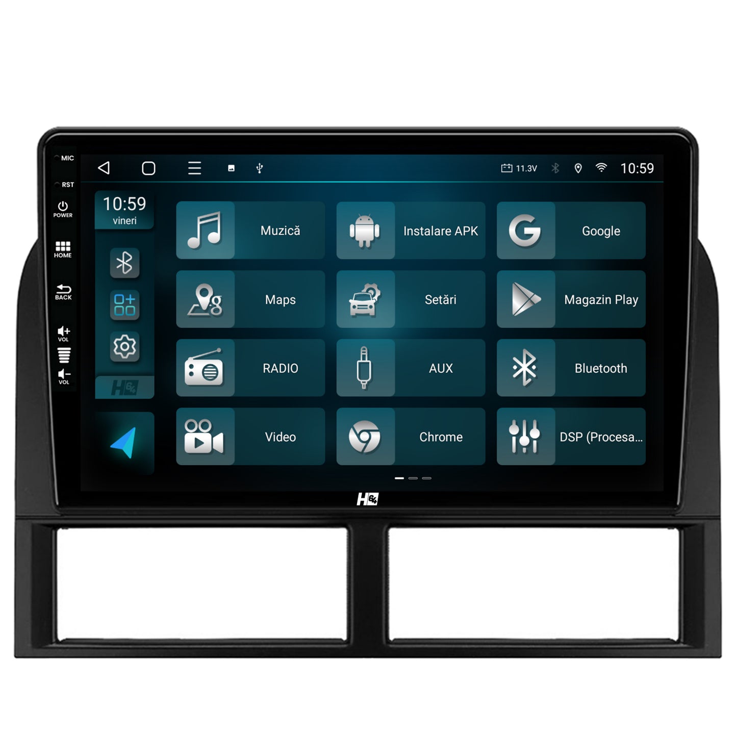 Navigatie HUB64 Jeep Grand Cherokee (1998-2004), 8GB RAM, Android, Octacore, Slot Sim 4G, DSP, GPS, Wi-FI, Carplay, Android Auto, USB, Bluetooth, Waze, Touchscreen, 9 Inch