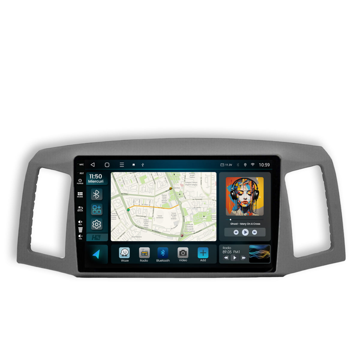 Navigatie HUB64 Jeep Grand Cherokee (2004-2007), 4GB RAM, Android, Octacore, Slot Sim 4G, DSP, GPS, Wi-FI, Carplay, Android Auto, USB, Bluetooth, Waze, Touchscreen, 10.1 Inch