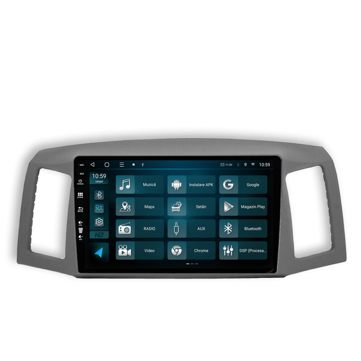 Navigatie HUB64 Jeep Grand Cherokee (2004-2007), 8GB RAM, Android, Octacore, Slot Sim 4G, DSP, GPS, Wi-FI, Carplay, Android Auto, USB, Bluetooth, Waze, Touchscreen, 9 Inch