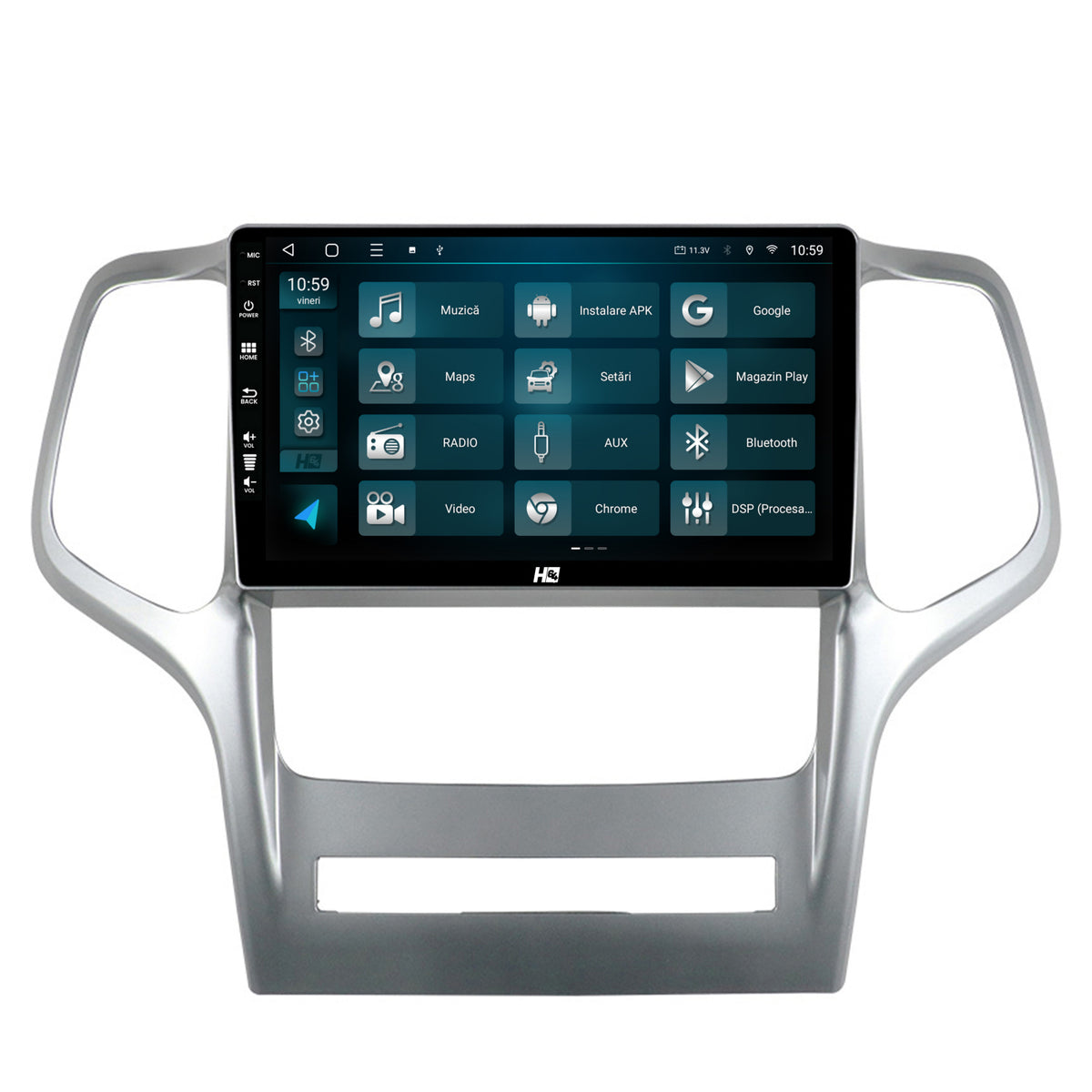 Navigatie HUB64 Jeep Grand Cherokee (2010-2013), 4GB RAM, Android, Quadcore, DSP, GPS, Wi-FI, Carplay, Android Auto, USB, Bluetooth, Waze, Touchscreen, 9 inch