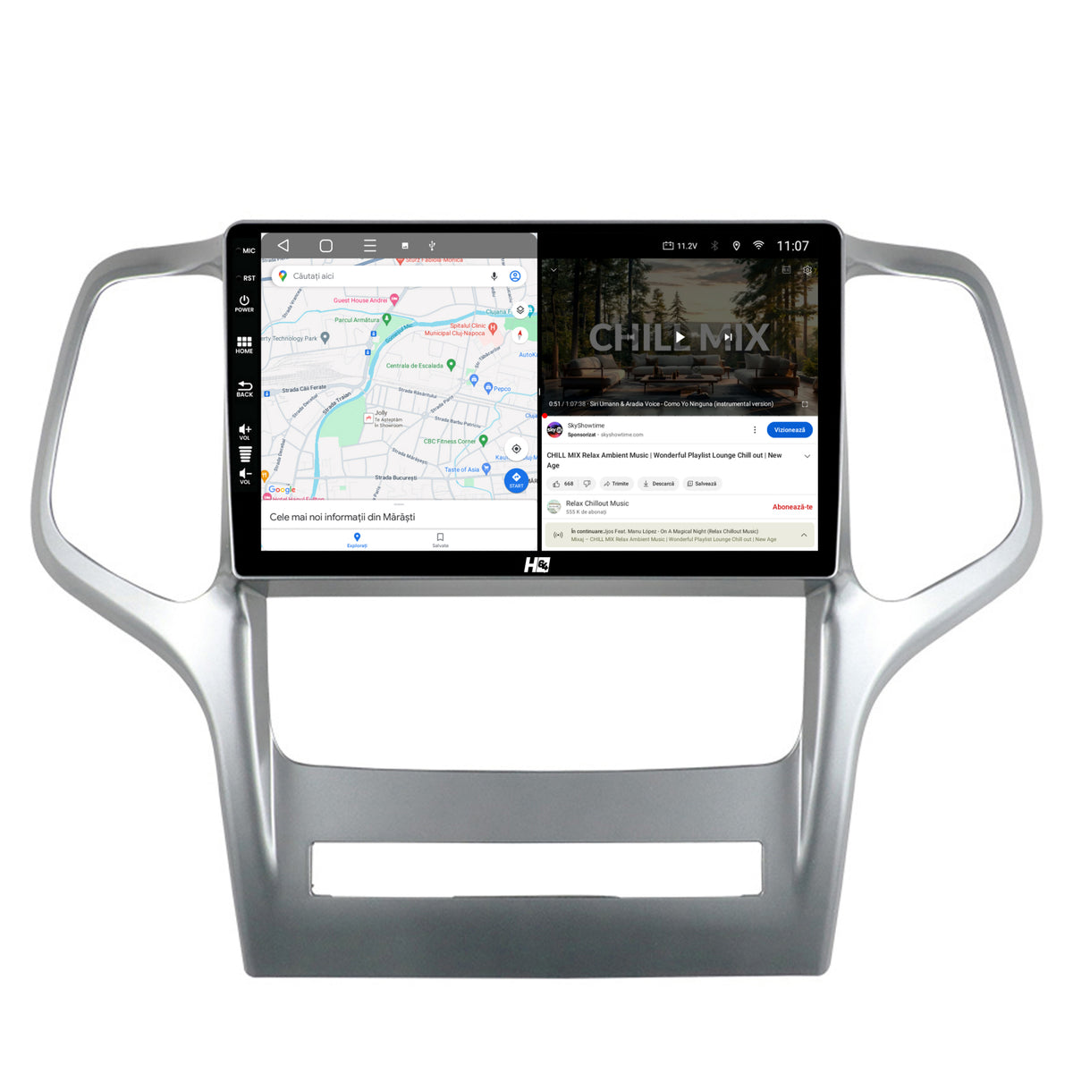 Navigatie HUB64 Jeep Grand Cherokee (2010-2013), 4GB RAM, Android, Quadcore, DSP, GPS, Wi-FI, Carplay, Android Auto, USB, Bluetooth, Waze, Touchscreen, 9 inch