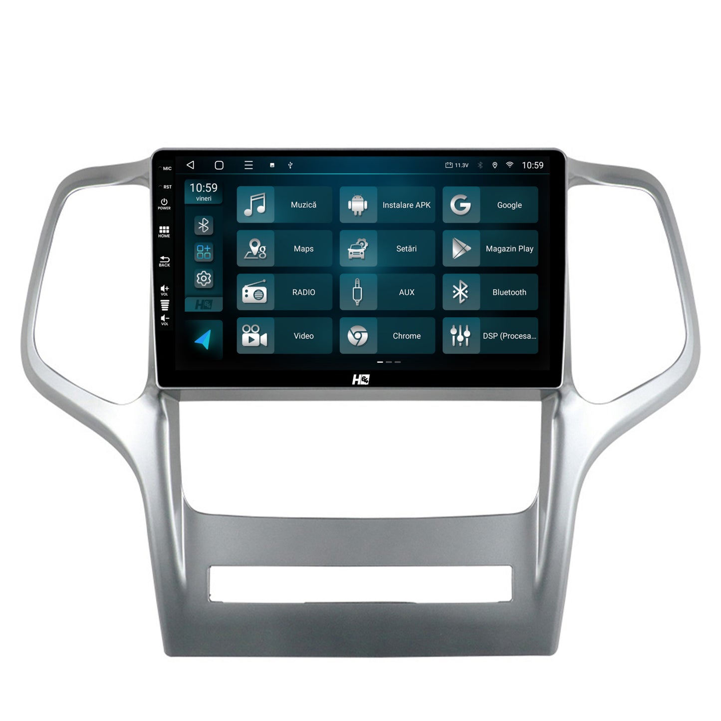 Navigatie HUB64 Jeep Grand Cherokee (2010-2013), 8GB RAM, Android, Octacore, Slot Sim 4G, DSP, GPS, Wi-FI, Carplay, Android Auto, USB, Bluetooth, Waze, Touchscreen, 9 Inch