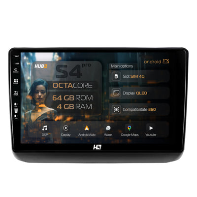 Navigatie HUB64 Jeep Grand Cherokee (2013-2020), 4GB RAM, Android, GPS, Wi-FI, Carplay, Android Auto, USB, Bluetooth, Radio, Waze, Touchscreen, 9 inch
