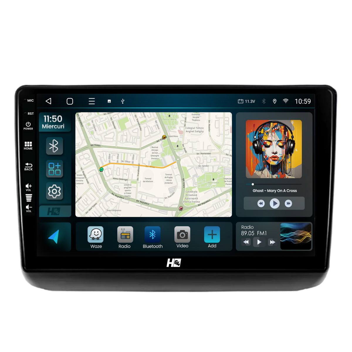 Navigatie HUB64 Jeep Grand Cherokee (2013-2020), 4GB RAM, Android, GPS, Wi-FI, Carplay, Android Auto, USB, Bluetooth, Radio, Waze, Touchscreen, 9 inch