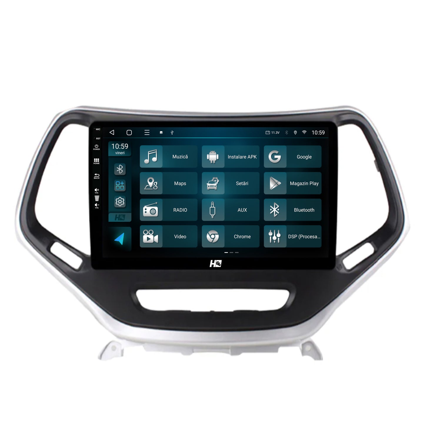 Navigatie HUB64 Jeep Grand Cherokee (2015+), 4GB RAM, Android, GPS, Wi-FI, Carplay, Android Auto, USB, Bluetooth, Radio, Waze, Touchscreen, 10.1 Inch