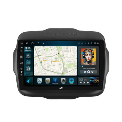 Navigatie HUB64 Jeep Renegade (2014-2018), 2GB RAM, Android, GPS, Wi-FI, Carplay, Android Auto, USB, Bluetooth, Radio, Waze, Touchscreen, 9 inch