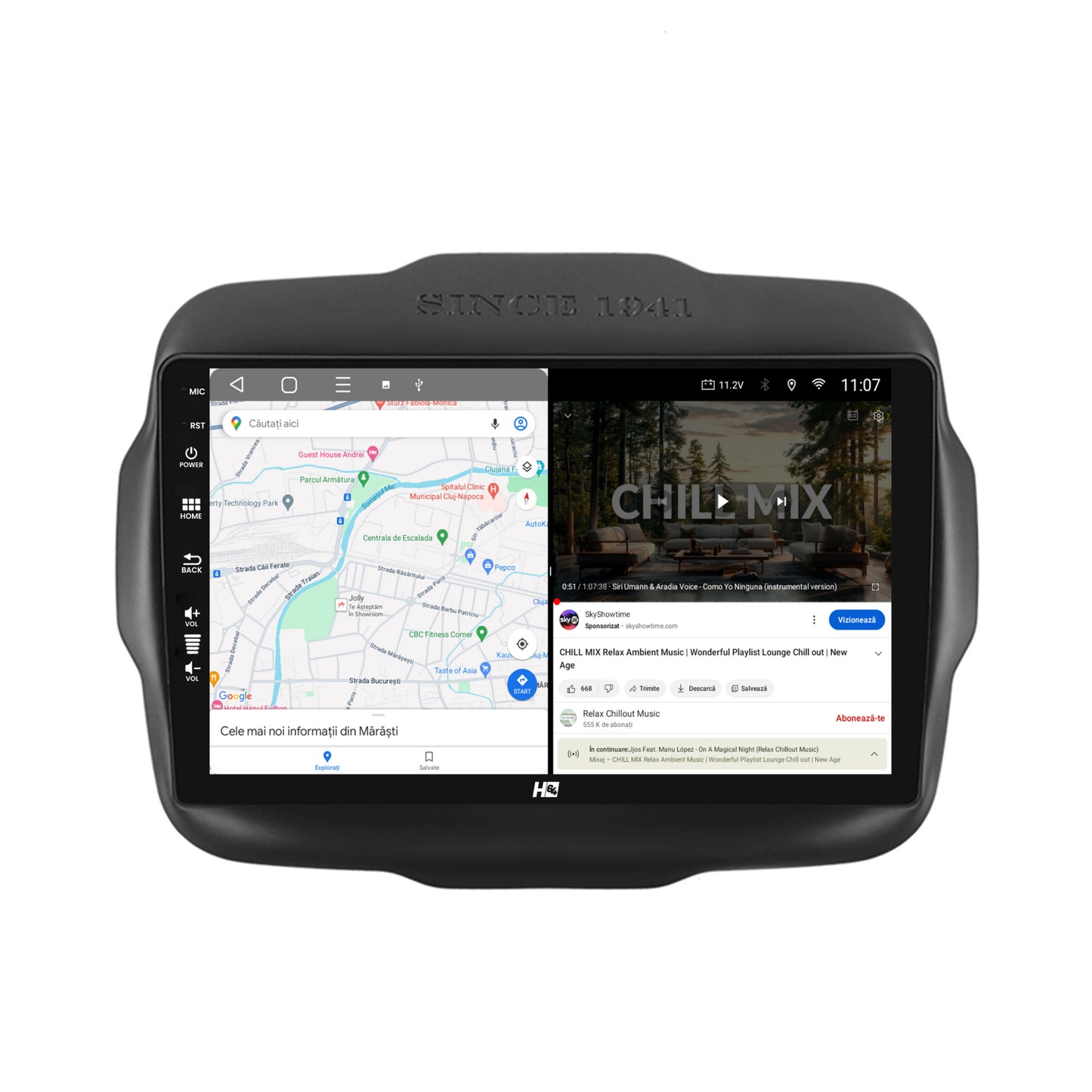 Navigatie HUB64 Jeep Renegade (2014-2018), 4GB RAM, Android, Quadcore, DSP, GPS, Wi-FI, Carplay, Android Auto, USB, Bluetooth, Waze, Touchscreen, 9 inch