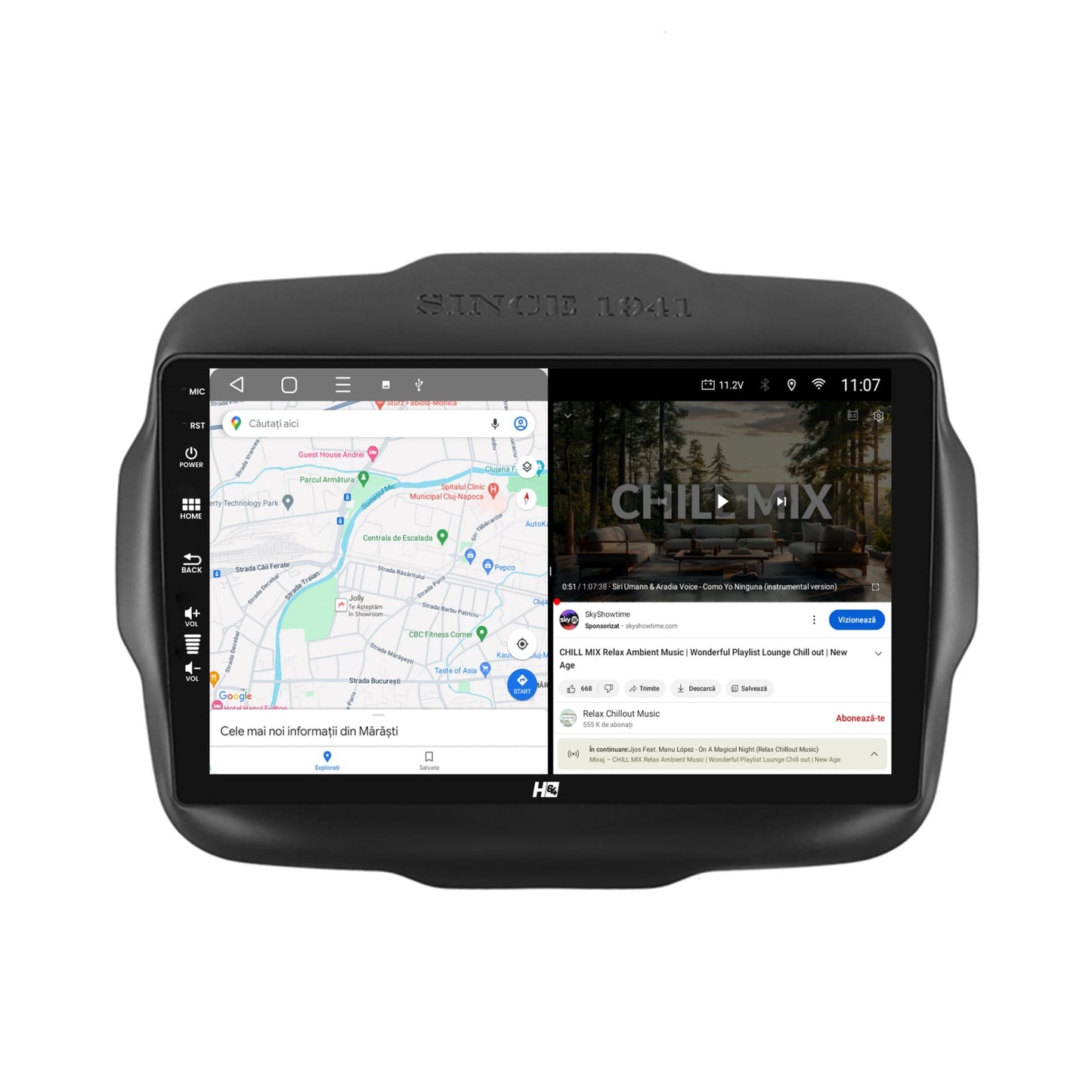 Navigatie HUB64 Jeep Renegade (2014-2018), 6GB RAM, Android, Octacore, Slot Sim 4G, DSP, GPS, Wi-FI, Carplay, Android Auto, USB, Bluetooth, Waze, Touchscreen, 9 Inch