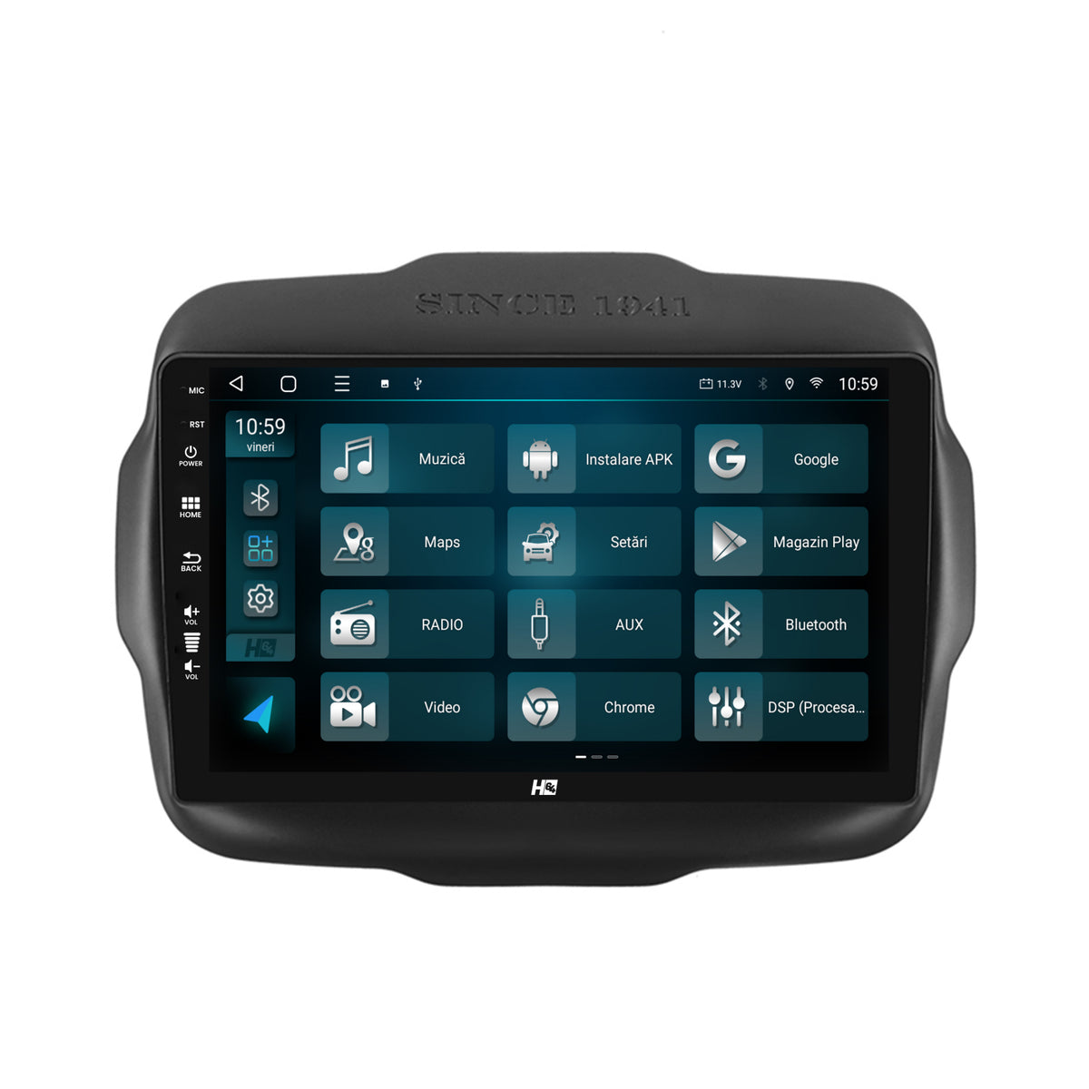 Navigatie HUB64 Jeep Renegade (2014-2018), 6GB RAM, Android, Octacore, Slot Sim 4G, DSP, GPS, Wi-FI, Carplay, Android Auto, USB, Bluetooth, Waze, Touchscreen, 9 Inch