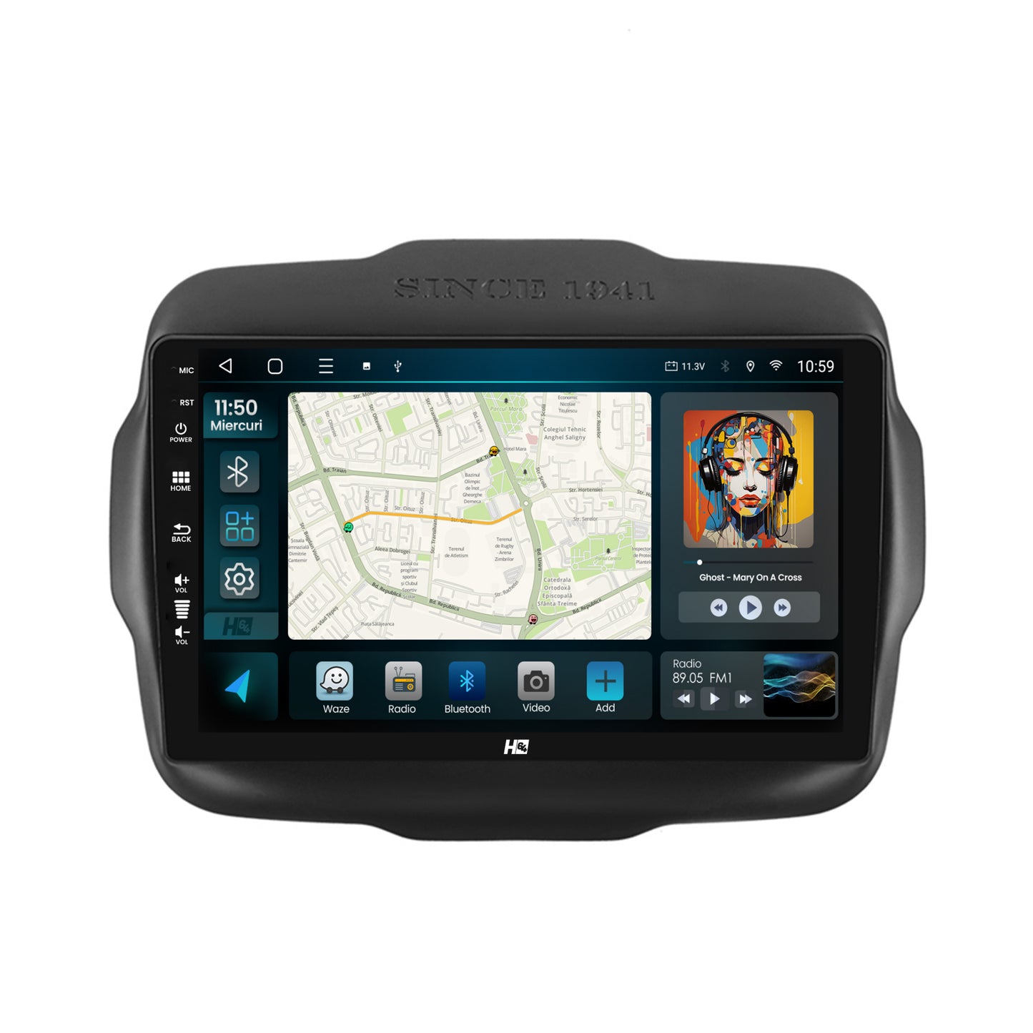 Navigatie HUB64 Jeep Renegade (2014-2018), 8GB RAM, Android, Octacore, Slot Sim 4G, DSP, GPS, Wi-FI, Carplay, Android Auto, USB, Bluetooth, Waze, Touchscreen, 9 Inch