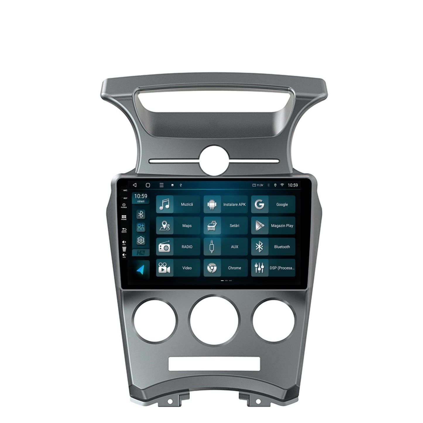 Navigatie HUB64 Kia Carens (2007-2011), 4GB RAM, Android, Octacore, Slot Sim 4G, DSP, GPS, Wi-FI, Carplay, Android Auto, USB, Bluetooth, Waze, Touchscreen, 9 inch