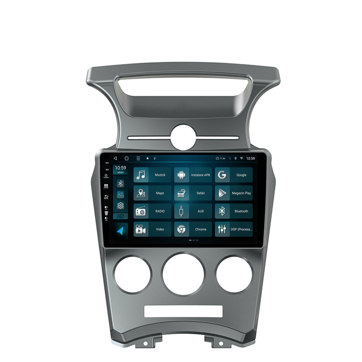 Navigatie HUB64 Kia Carens (2007-2011), 4GB RAM, Android, Quadcore, DSP, GPS, Wi-FI, Carplay, Android Auto, USB, Bluetooth, Waze, Touchscreen, 9 inch