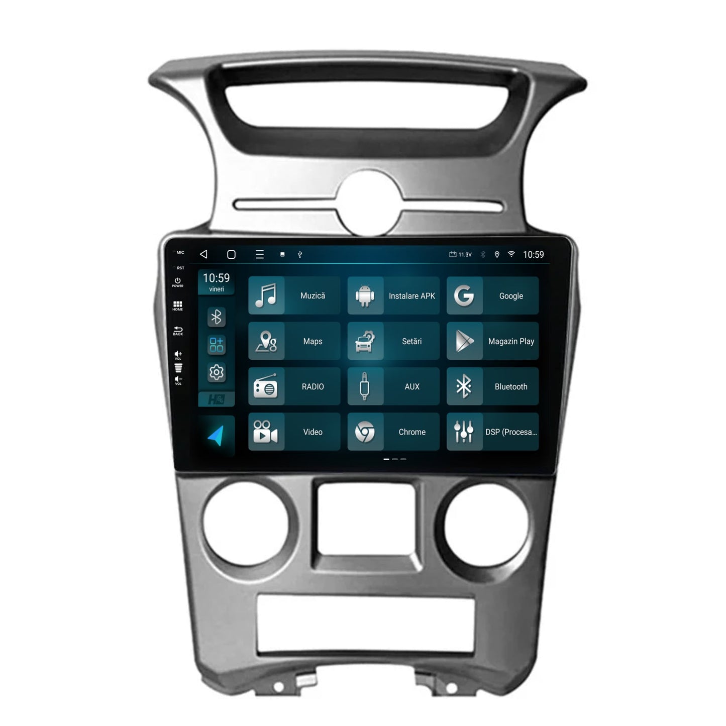 Navigatie HUB64 Kia Carens (2007-2011), 4GB RAM, Android, Quadcore, DSP, GPS, Wi-FI, Carplay, Android Auto, USB, Bluetooth, Waze, Touchscreen, 9 inch