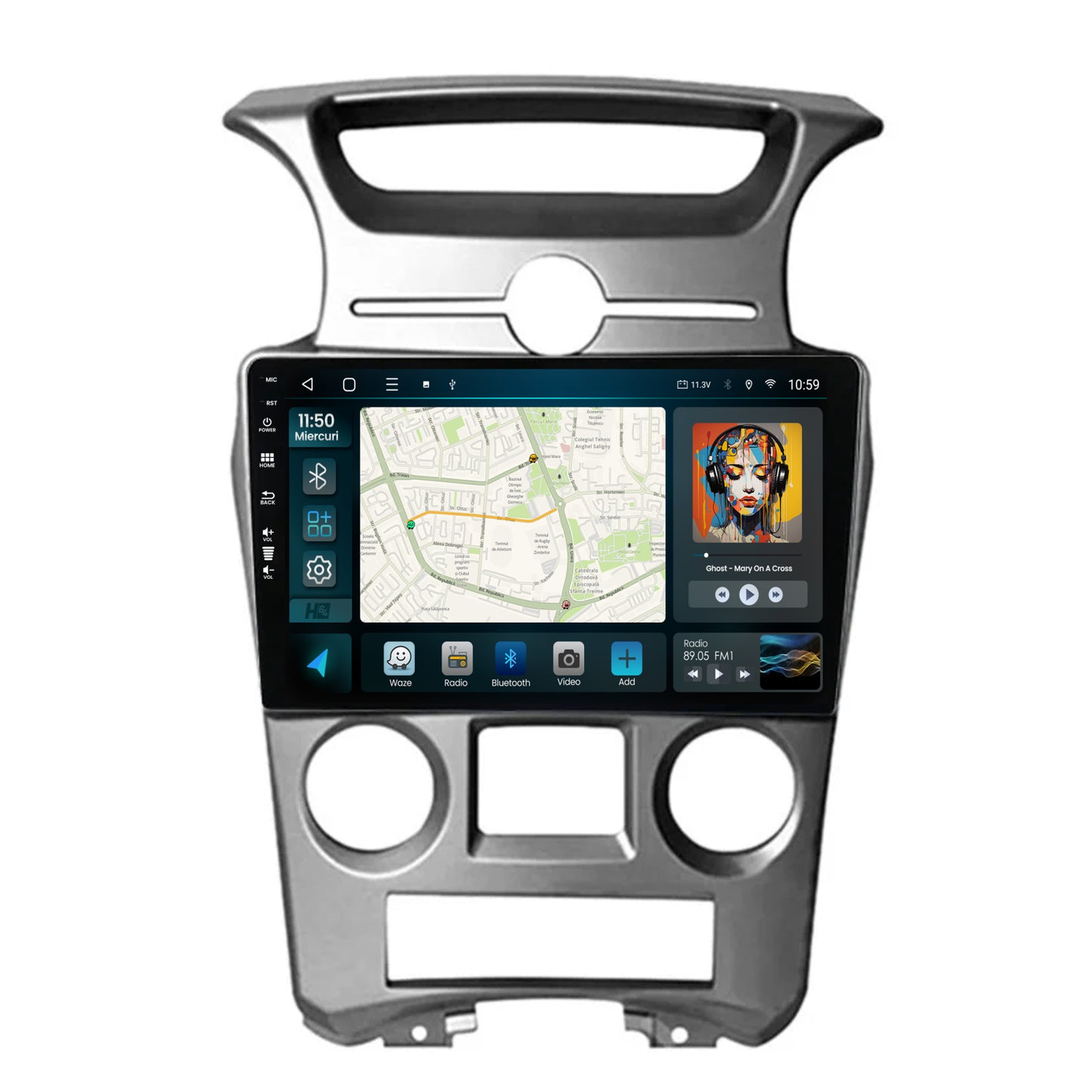 Navigatie HUB64 Kia Carens (2007-2011), 4GB RAM, Android, Quadcore, DSP, GPS, Wi-FI, Carplay, Android Auto, USB, Bluetooth, Waze, Touchscreen, 9 inch