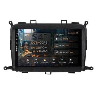 Navigatie HUB64 Kia Carens (2012-2017), 4GB RAM, Android, Octacore, Slot Sim 4G, DSP, GPS, Wi-FI, Carplay, Android Auto, USB, Bluetooth, Waze, Touchscreen, 9 Inch