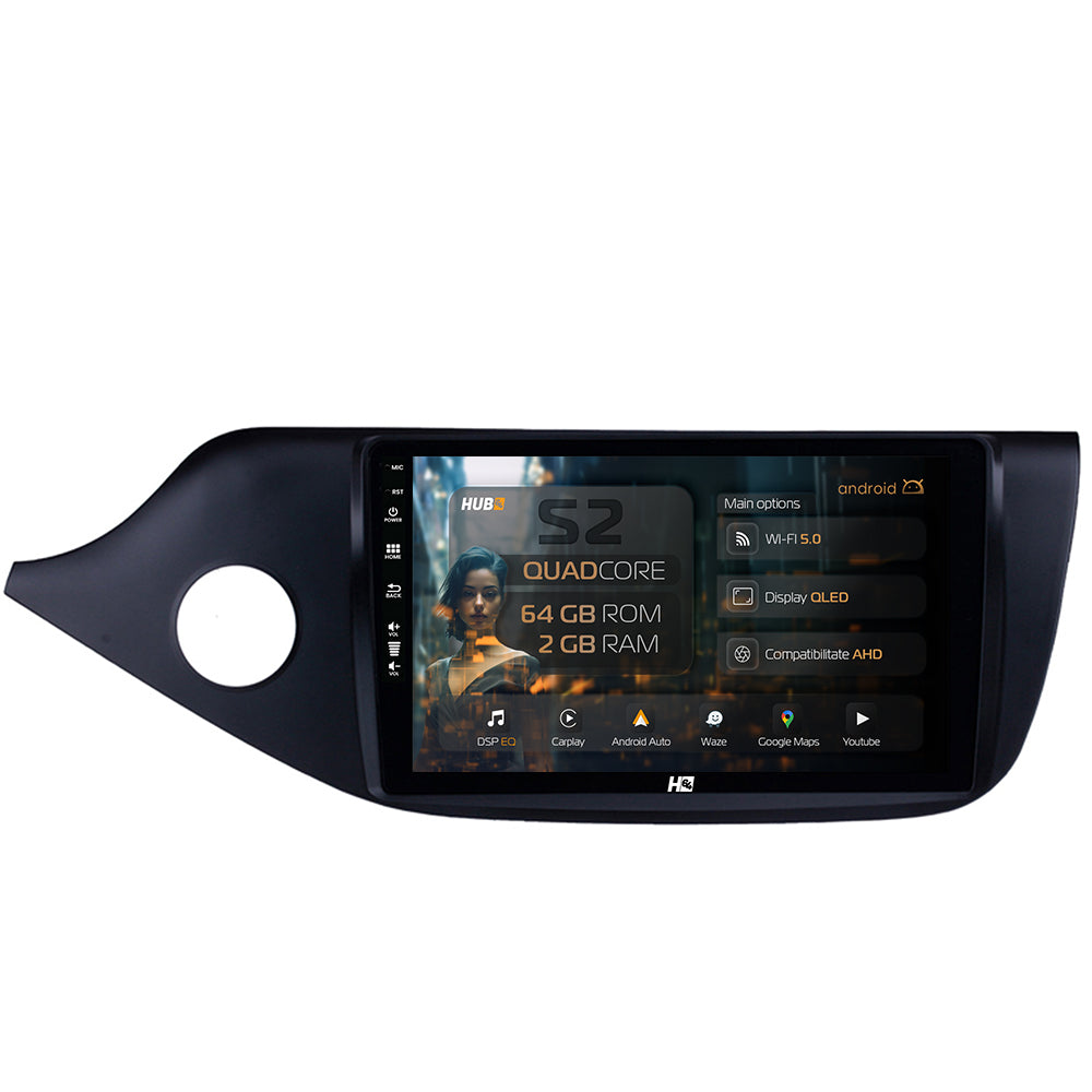 Navigatie HUB64 Kia CEED (2012-2018), 2GB RAM, Android, GPS, Wi-FI, Carplay, Android Auto, USB, Bluetooth, Radio, Waze, Touchscreen, 9 inch
