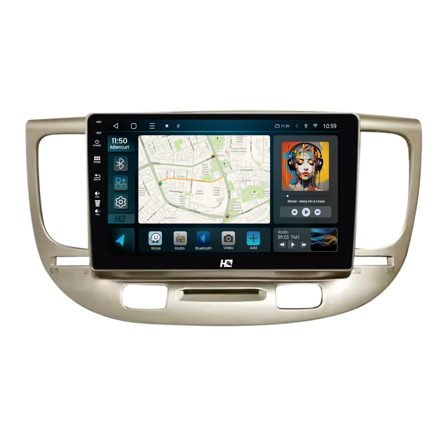 Navigatie HUB64 Kia Rio (2005-2011), 8GB RAM, Android, Octacore, Slot Sim 4G, DSP, GPS, Wi-FI, Carplay, Android Auto, USB, Bluetooth, Waze, Touchscreen, 9 Inch