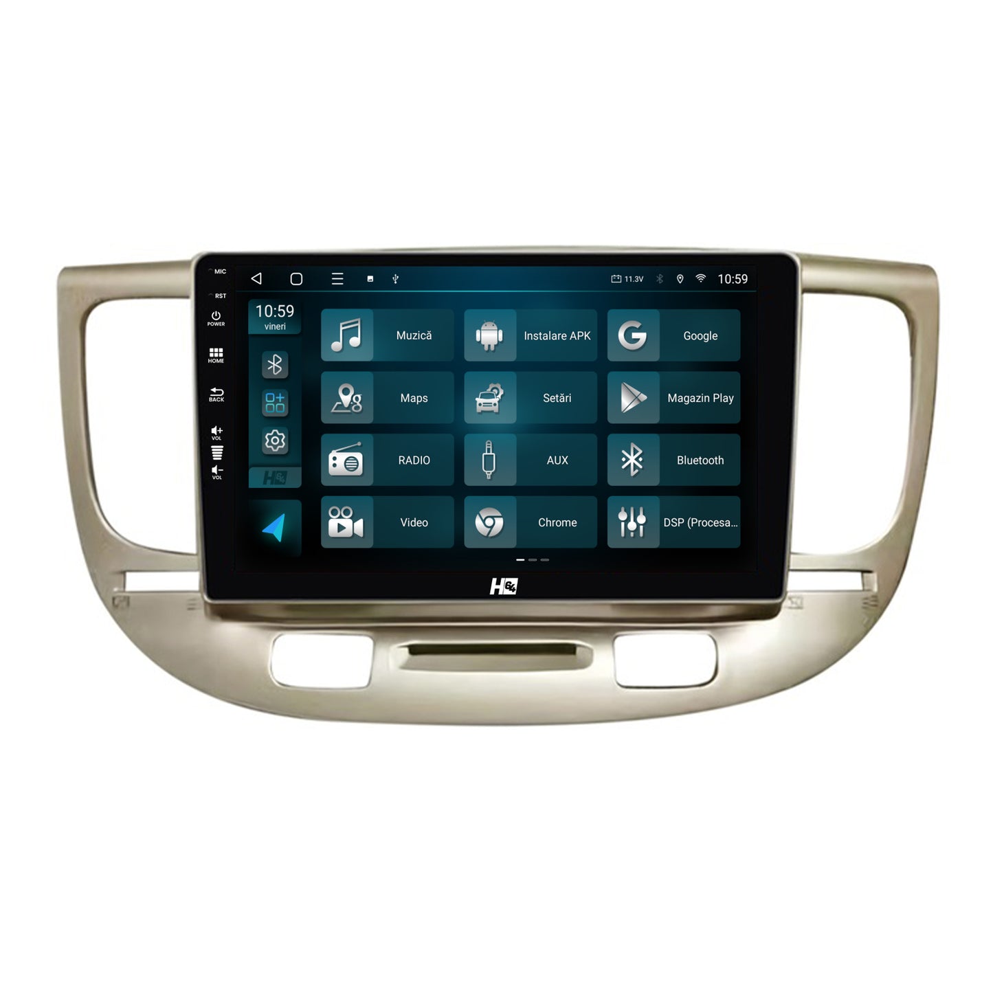 Navigatie HUB64 Kia Rio (2005-2011), 8GB RAM, Android, Octacore, Slot Sim 4G, DSP, GPS, Wi-FI, Carplay, Android Auto, USB, Bluetooth, Waze, Touchscreen, 9 Inch