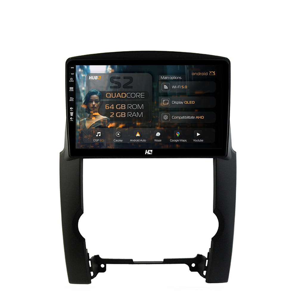 Navigatie HUB64 Kia Sorento (2009-2013), 2GB RAM, Android, GPS, Wi-FI, Carplay, Android Auto, USB, Bluetooth, Radio, Waze, Touchscreen, 10.1 inch