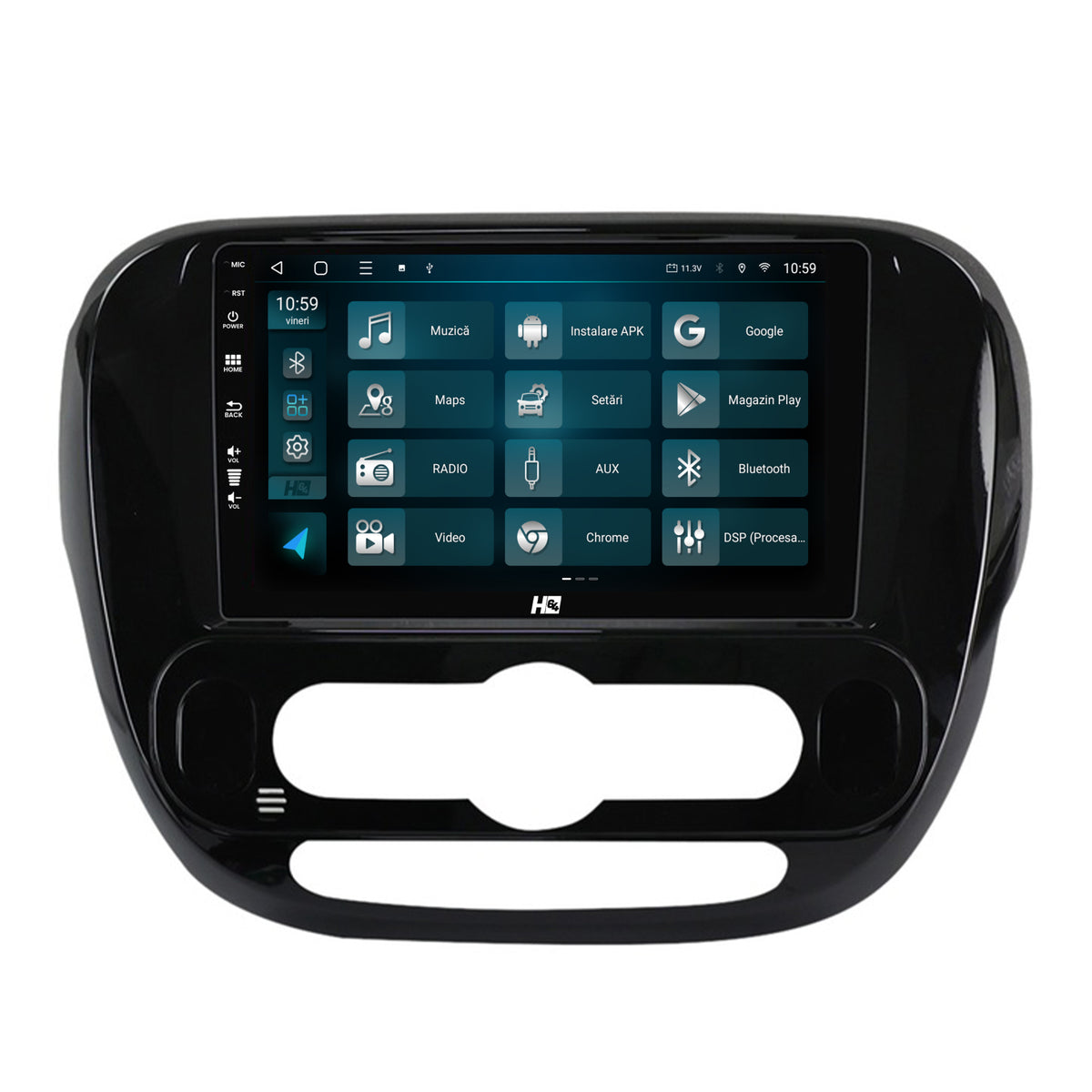 Navigatie HUB64 Kia Soul (2014-2019), 4GB RAM, Android, Quadcore, DSP, GPS, Wi-FI, Carplay, Android Auto, USB, Bluetooth, Waze, Touchscreen, 9 inch