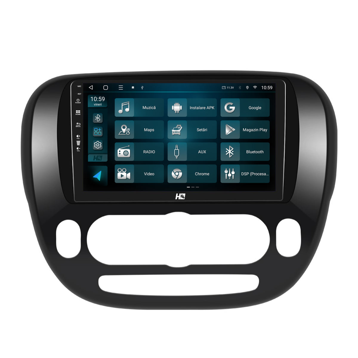 Navigatie HUB64 Kia Soul (2014-2019), 4GB RAM, Android, Quadcore, DSP, GPS, Wi-FI, Carplay, Android Auto, USB, Bluetooth, Waze, Touchscreen, 9 inch