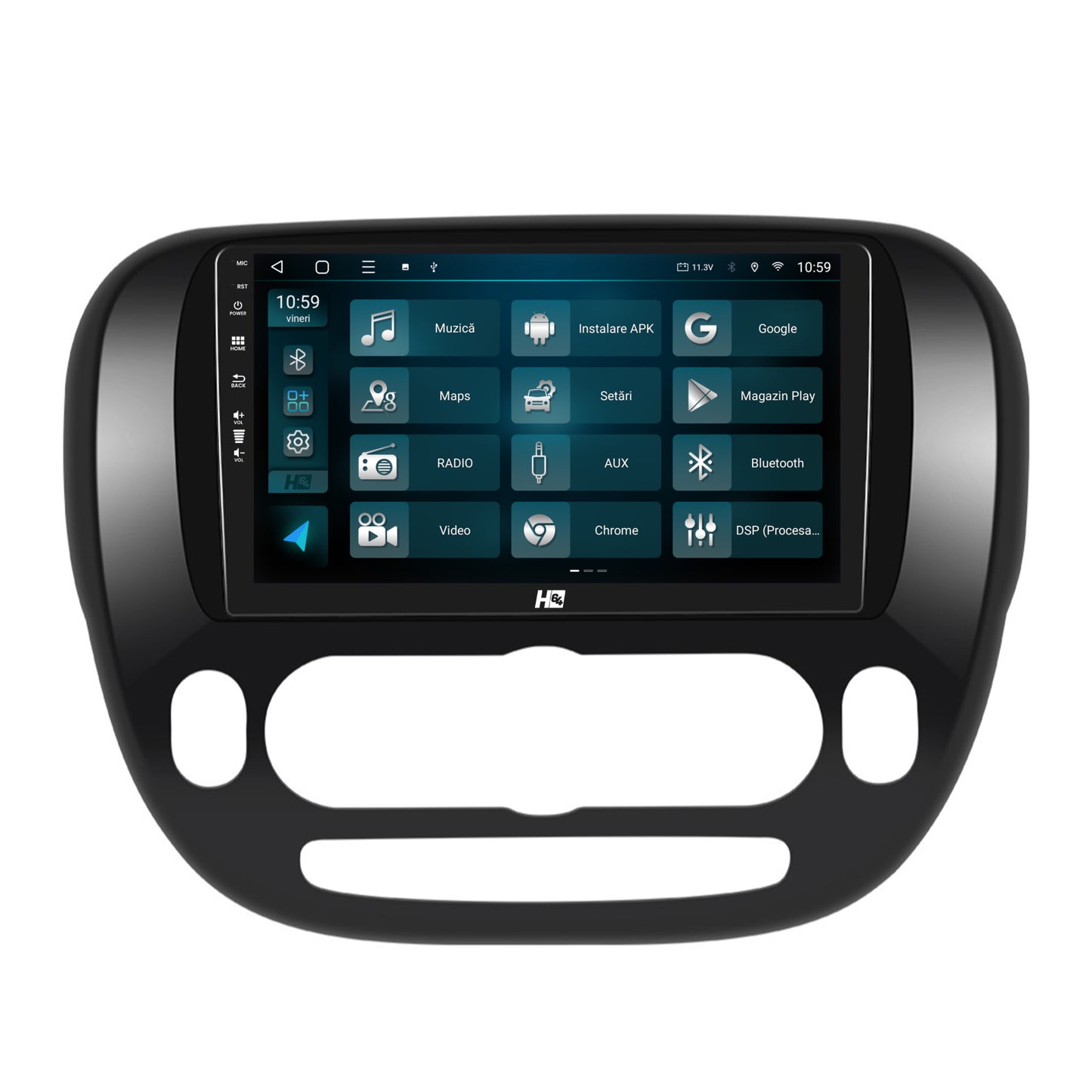 Navigatie HUB64 Kia Soul (2014-2019), 8GB RAM, Android, Octacore, Slot Sim 4G, DSP, GPS, Wi-FI, Carplay, Android Auto, USB, Bluetooth, Waze, Touchscreen, 9 Inch