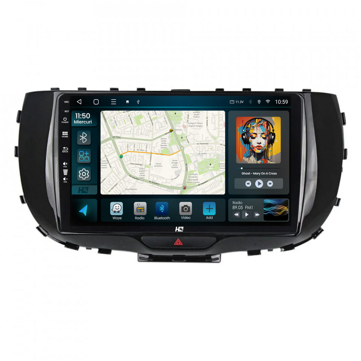 Navigatie HUB64 Kia Soul (2019+), 4GB RAM, Android, Quadcore, DSP, GPS, Wi-FI, Carplay, Android Auto, USB, Bluetooth, Waze, Touchscreen, 9 Inch