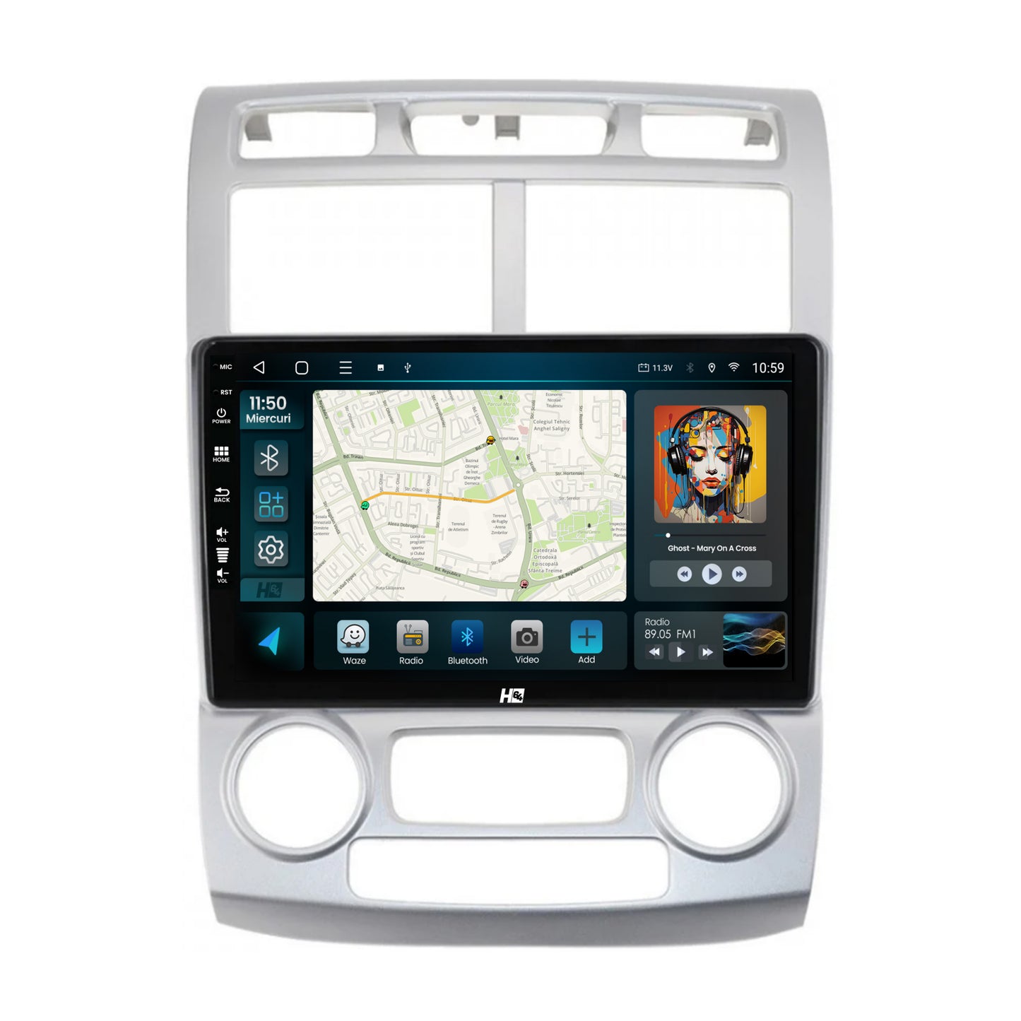 Navigatie HUB64 Kia Sportage (2005-2010) M/AC, 2GB RAM, Android, GPS, Wi-FI, Carplay, Android Auto, USB, Bluetooth, Radio, Waze, Touchscreen, 9 inch