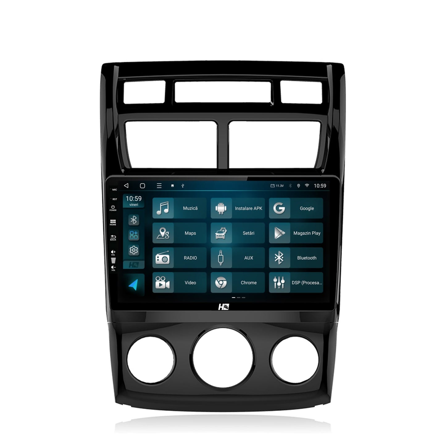 Navigatie HUB64 Kia Sportage (2005-2010) M/AC, 2GB RAM, Android, GPS, Wi-FI, Carplay, Android Auto, USB, Bluetooth, Radio, Waze, Touchscreen, 9 inch