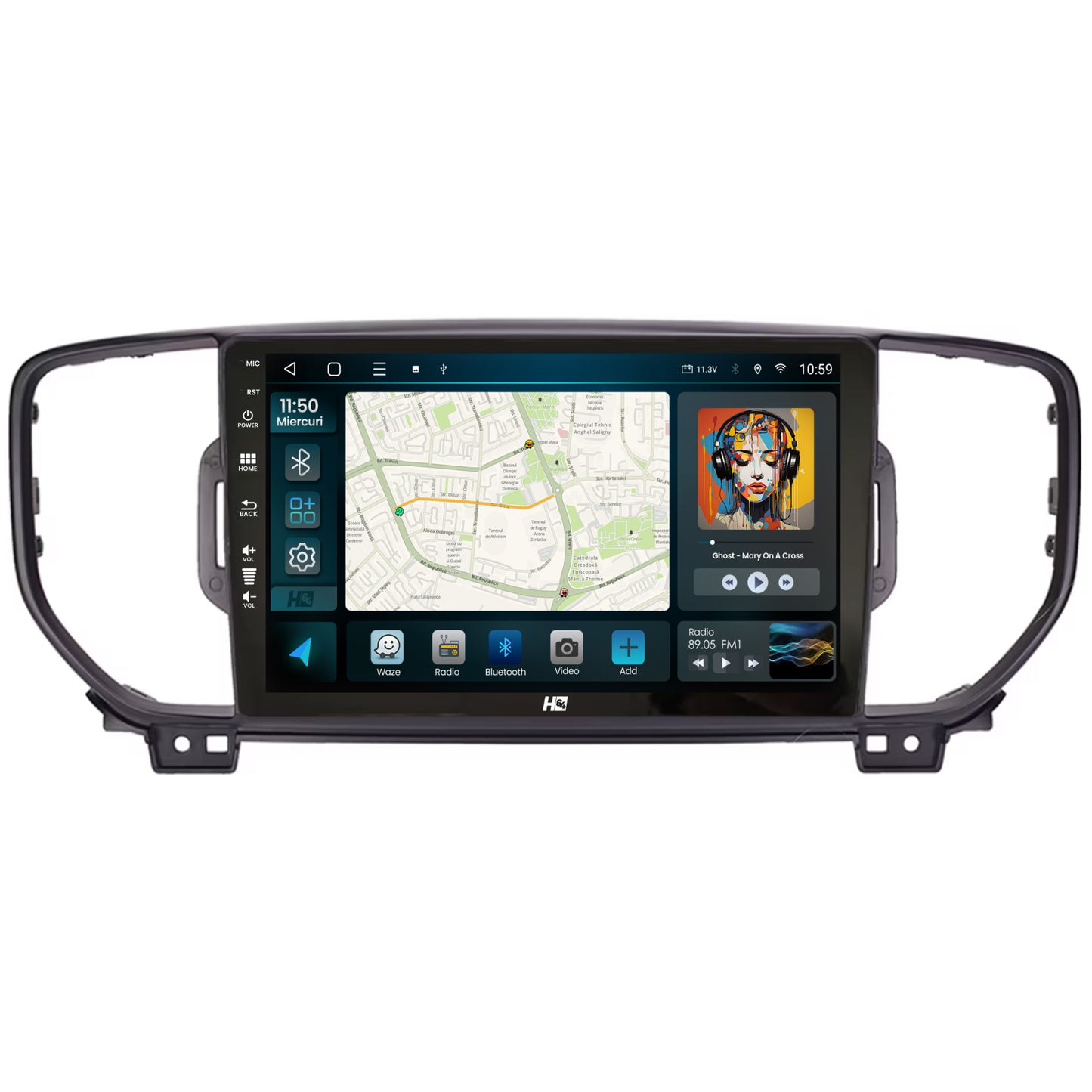 Navigatie HUB64 Kia Sportage (2016-2018), 2GB RAM, Android, GPS, Wi-FI, Carplay, Android Auto, USB, Bluetooth, Radio, Waze, Touchscreen, 9 Inch