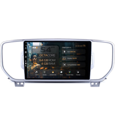 Navigatie HUB64 Kia Sportage (2016-2018), 4GB RAM, Android, Octacore, Slot Sim 4G, DSP, GPS, Wi-FI, Carplay, Android Auto, USB, Bluetooth, Waze, Touchscreen, 9 inch