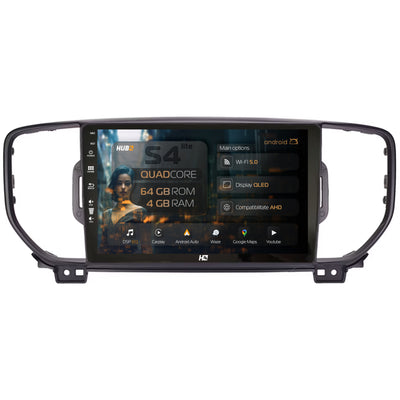 Navigatie HUB64 Kia Sportage (2016-2018), 4GB RAM, Android, Quadcore, DSP, GPS, Wi-FI, Carplay, Android Auto, USB, Bluetooth, Waze, Touchscreen, 9 Inch