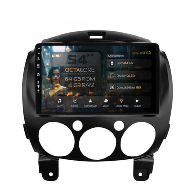 Navigatie HUB64 Mazda 2 (2007-2014), 4GB RAM, Android, Octacore, Slot Sim 4G, DSP, GPS, Wi-FI, Carplay, Android Auto, USB, Bluetooth, Waze, Touchscreen, 9 inch