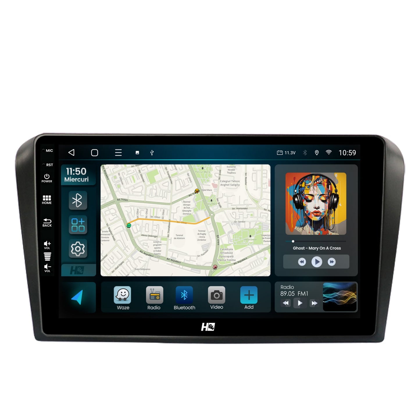 Navigatie HUB64 Mazda 3 (2003-2009), 6GB RAM, Android, Octacore, Slot Sim 4G, DSP, GPS, Wi-FI, Carplay, Android Auto, USB, Bluetooth, Waze, Touchscreen, 9 Inch