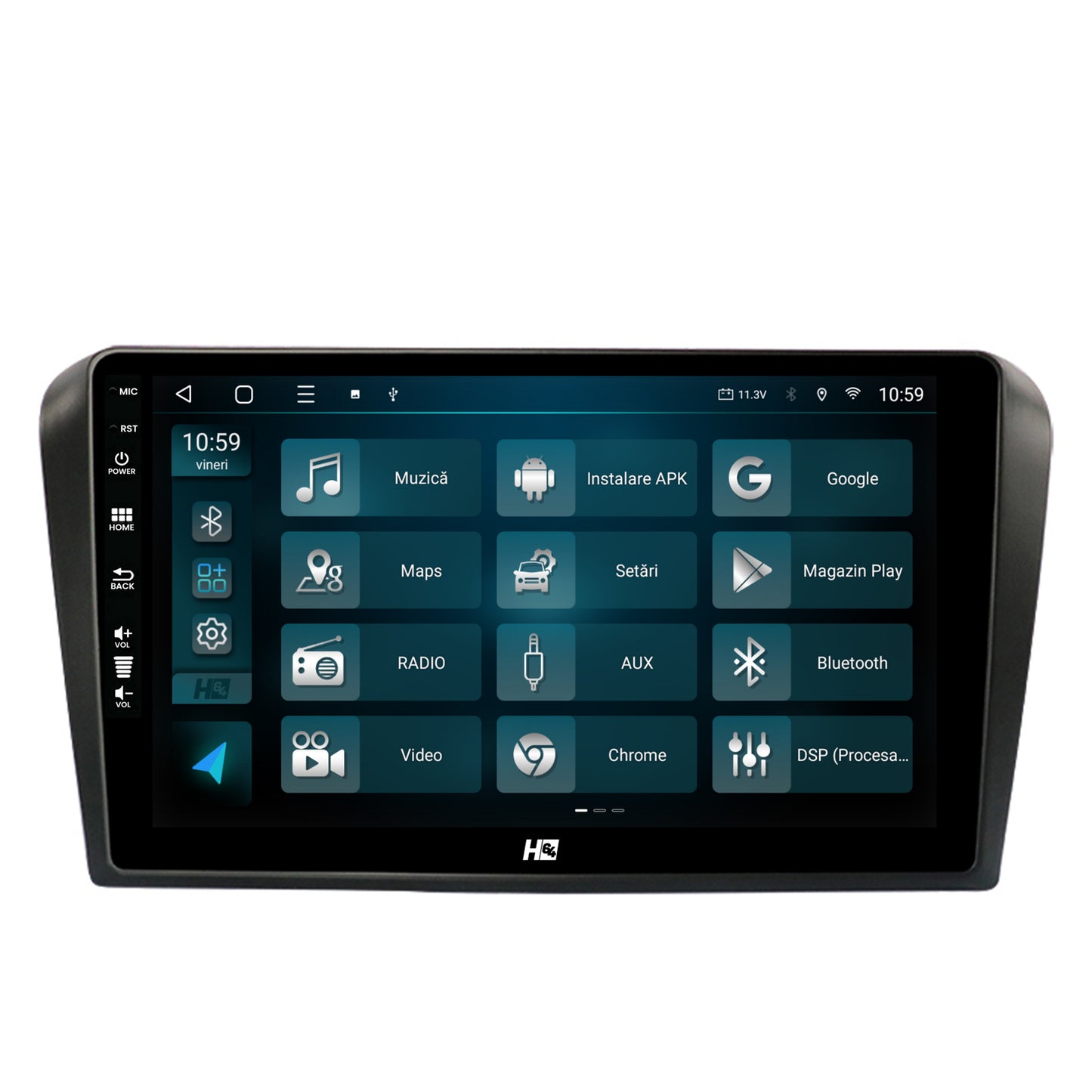 Navigatie HUB64 Mazda 3 (2003-2009), 8GB RAM, Android, Octacore, Slot Sim 4G, DSP, GPS, Wi-FI, Carplay, Android Auto, USB, Bluetooth, Waze, Touchscreen, 9 Inch