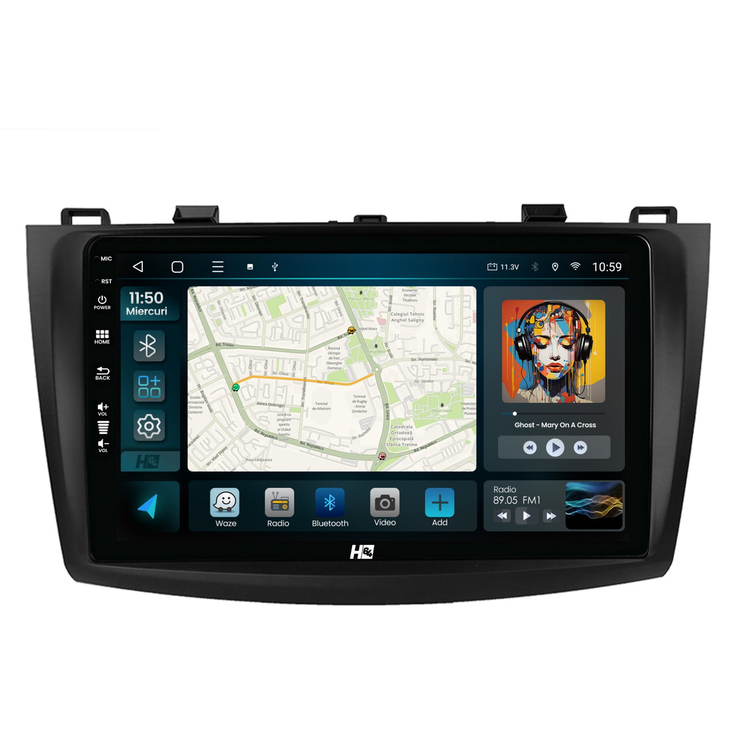 Navigatie HUB64 Mazda 3 (2009-2013), 4GB RAM, Android, Octacore, Slot Sim 4G, DSP, GPS, Wi-FI, Carplay, Android Auto, USB, Bluetooth, Waze, Touchscreen, 9 inch