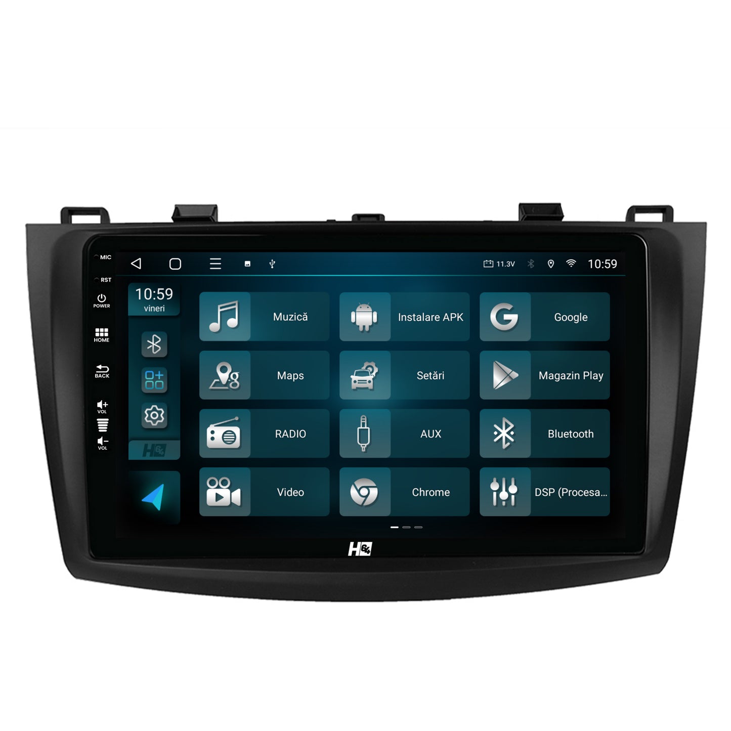 Navigatie HUB64 Mazda 3 (2009-2013), 4GB RAM, Android, Octacore, Slot Sim 4G, DSP, GPS, Wi-FI, Carplay, Android Auto, USB, Bluetooth, Waze, Touchscreen, 9 inch
