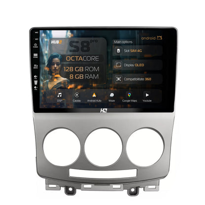 Navigatie HUB64 Mazda 5 (2005-2010), 8GB RAM, Android, Octacore, Slot Sim 4G, DSP, GPS, Wi-FI, Carplay, Android Auto, USB, Bluetooth, Waze, Touchscreen, 9 Inch