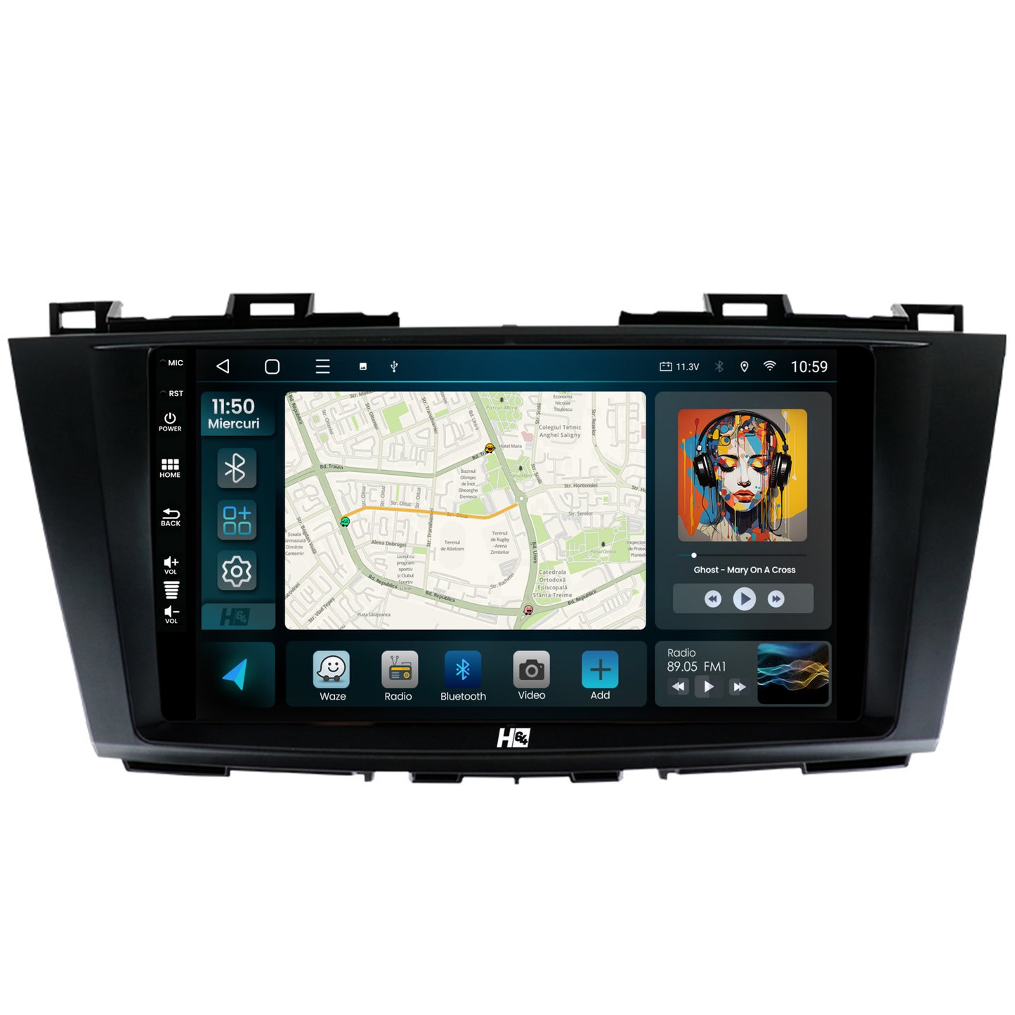 Navigatie HUB64 Mazda 5 (2010-2015), 4GB RAM, Android, Octacore, Slot Sim 4G, DSP, GPS, Wi-FI, Carplay, Android Auto, USB, Bluetooth, Waze, Touchscreen, 9 inch